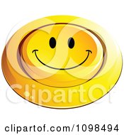 Poster, Art Print Of 3d Pushed Yellow Happy Button Smiley Emoticon Face 4
