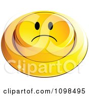 Poster, Art Print Of 3d Yellow Sad Button Smiley Emoticon Face