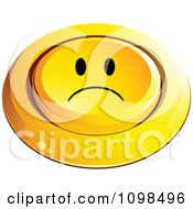 Poster, Art Print Of 3d Pushed Yellow Sad Button Smiley Emoticon Face