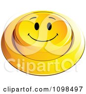 Poster, Art Print Of 3d Yellow Happy Button Smiley Emoticon Face 5