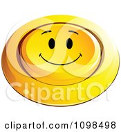 Poster, Art Print Of 3d Pushed Yellow Happy Button Smiley Emoticon Face 5