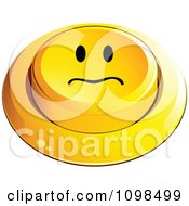 Poster, Art Print Of 3d Yellow Upset Button Smiley Emoticon Face