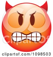 Poster, Art Print Of Red Bully Devil Cartoon Smiley Emoticon Face