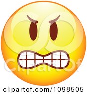Clipart Yellow Mean Cartoon Smiley Emoticon Face 2 Royalty Free Vector Illustration