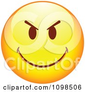 Clipart Yellow Mean Cartoon Smiley Emoticon Face 3 Royalty Free Vector Illustration
