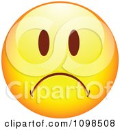 Poster, Art Print Of Yellow Cartoon Smiley Emoticon Face Frowning 3