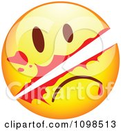 Poster, Art Print Of Slashed Yellow Cartoon Smiley Emoticon Face