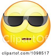 Poster, Art Print Of Cool Yellow Cartoon Smiley Emoticon Face Wearing Sunglasses 2