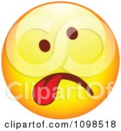 Poster, Art Print Of Sick Yellow Cartoon Smiley Emoticon Face Hanging Its Tongue Out 2
