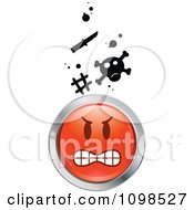Poster, Art Print Of Red And Chrome Bully Cartoon Smiley Emoticon Face 1