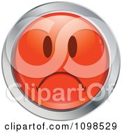 Poster, Art Print Of Red And Chrome Sad Cartoon Smiley Emoticon Face 1