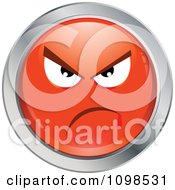 Poster, Art Print Of Red And Chrome Bully Cartoon Smiley Emoticon Face 2