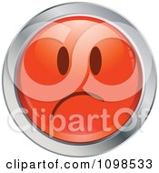 Poster, Art Print Of Red And Chrome Sad Cartoon Smiley Emoticon Face 2