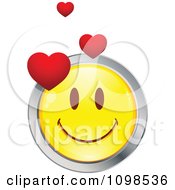 Poster, Art Print Of Yellow And Chrome Cartoon Smiley Love Emoticon Face