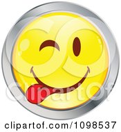 Poster, Art Print Of Yellow And Chrome Goofy Cartoon Smiley Emoticon Face 4