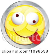 Poster, Art Print Of Yellow And Chrome Goofy Cartoon Smiley Emoticon Face 5