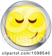Poster, Art Print Of Yellow And Chrome Bashful Cartoon Smiley Emoticon Face 4