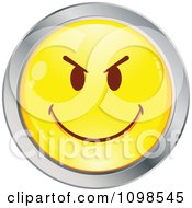Poster, Art Print Of Yellow And Chrome Mean Cartoon Smiley Emoticon Face 3