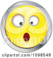Poster, Art Print Of Surprised Yellow And Chrome Cartoon Smiley Emoticon Face 4