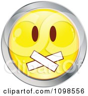 Poster, Art Print Of Yellow And Chrome Gagged Cartoon Smiley Emoticon Face