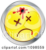 Poster, Art Print Of Shot Yellow And Chrome Cartoon Smiley Emoticon Face 1
