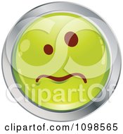 Poster, Art Print Of Sick Green And Chrome Cartoon Smiley Emoticon Face