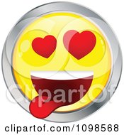 Poster, Art Print Of Yellow And Chrome Love Crazed Cartoon Smiley Emoticon Face