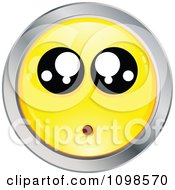 Poster, Art Print Of Surprised Yellow And Chrome Cartoon Smiley Emoticon Face 3