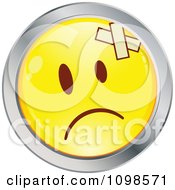 Poster, Art Print Of Yellow And Chrome Cartoon Smiley Emoticon Face With Bandages