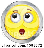 Poster, Art Print Of Surprised Yellow And Chrome Cartoon Smiley Emoticon Face 6