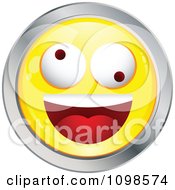 Poster, Art Print Of Yellow And Chrome Silly Cartoon Smiley Emoticon Face