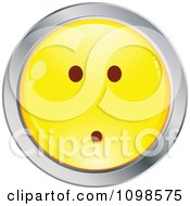 Poster, Art Print Of Yellow And Chrome Shocked Cartoon Smiley Emoticon Face