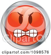 Poster, Art Print Of Red And Chrome Bully Cartoon Smiley Emoticon Face 3