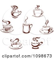 Poster, Art Print Of Steamy Brown Coffee Icons 3