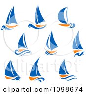 Poster, Art Print Of Orange And Blue Sail Boats