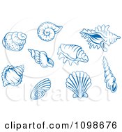 Clipart Blue Shell Logos 2 Royalty Free Vector Illustration by Vector Tradition SM