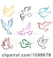 Poster, Art Print Of Colorful Flying Peace Doves