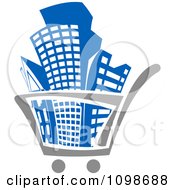 Poster, Art Print Of City Buildings In A Shopping Cart