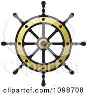 Poster, Art Print Of Golden Ship Helm Wheel
