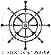 Poster, Art Print Of Outlined Ship Helm Wheel