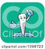 Poster, Art Print Of Human Canine Tooth Character Holding A Thumb Up On A Green Squre 2