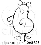 Poster, Art Print Of Cute Outlined Chick Wearing A Bow 1