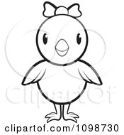 Poster, Art Print Of Cute Outlined Chick Wearing A Bow 2