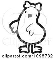 Poster, Art Print Of Cute Outlined Chick Wearing A Bow 3