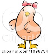 Poster, Art Print Of Cute Beige Chick Wearing A Pink Bow