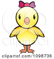 Clipart Cute Yellow Chick Wearing A Bow 1 Royalty Free Vector Illustration