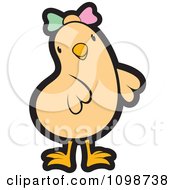 Poster, Art Print Of Cute Beige Chick Wearing A Bow