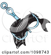Poster, Art Print Of Black Fish Caught In A Fishing Hook