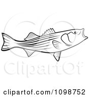 Poster, Art Print Of Outlined Bass Fish With An Open Mouth