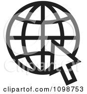 Poster, Art Print Of Black And White Grid Internet Globe And Computer Cursor